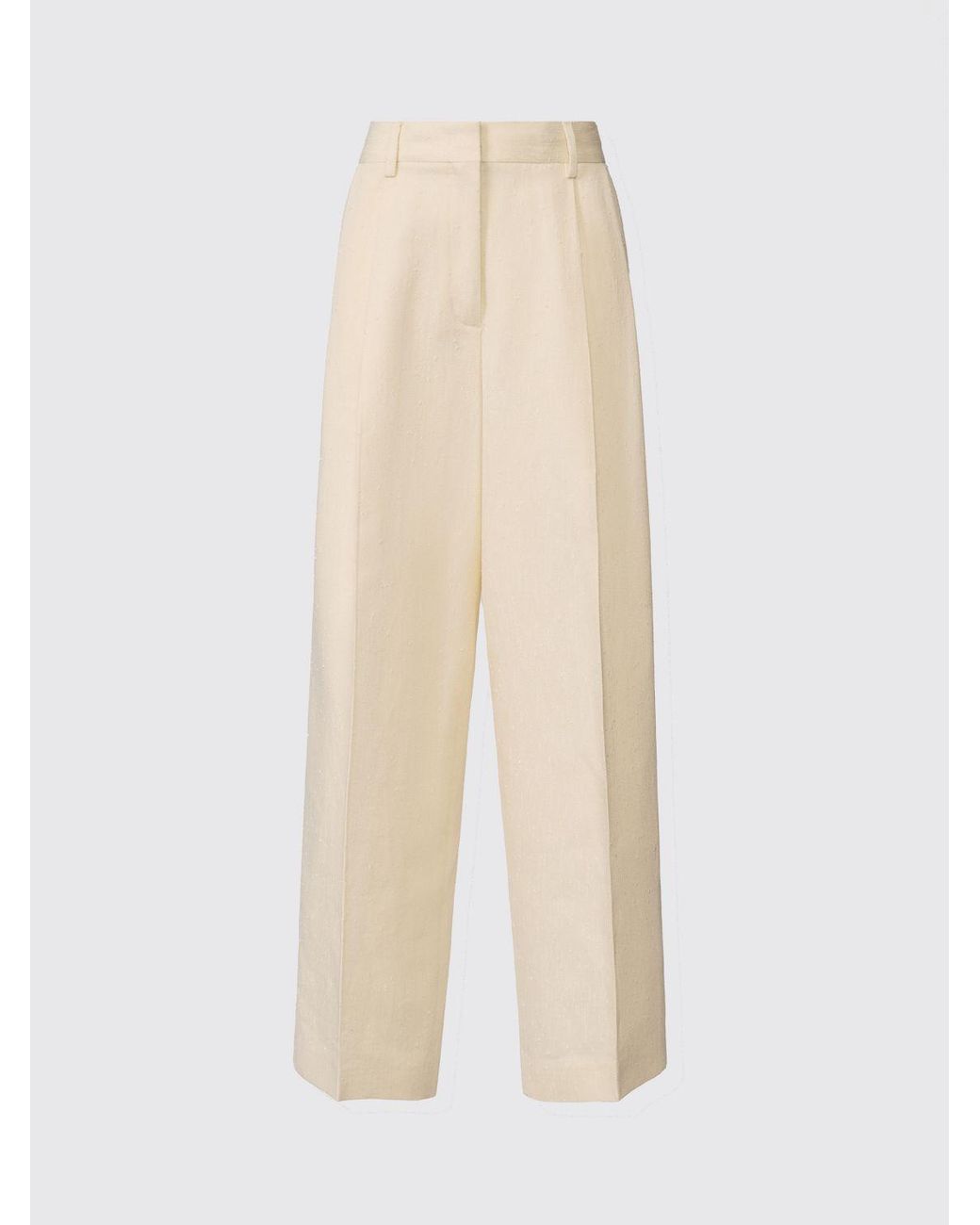 Fabiana Filippi Natural Virgin Wool Blend Wide-Leg Trousers