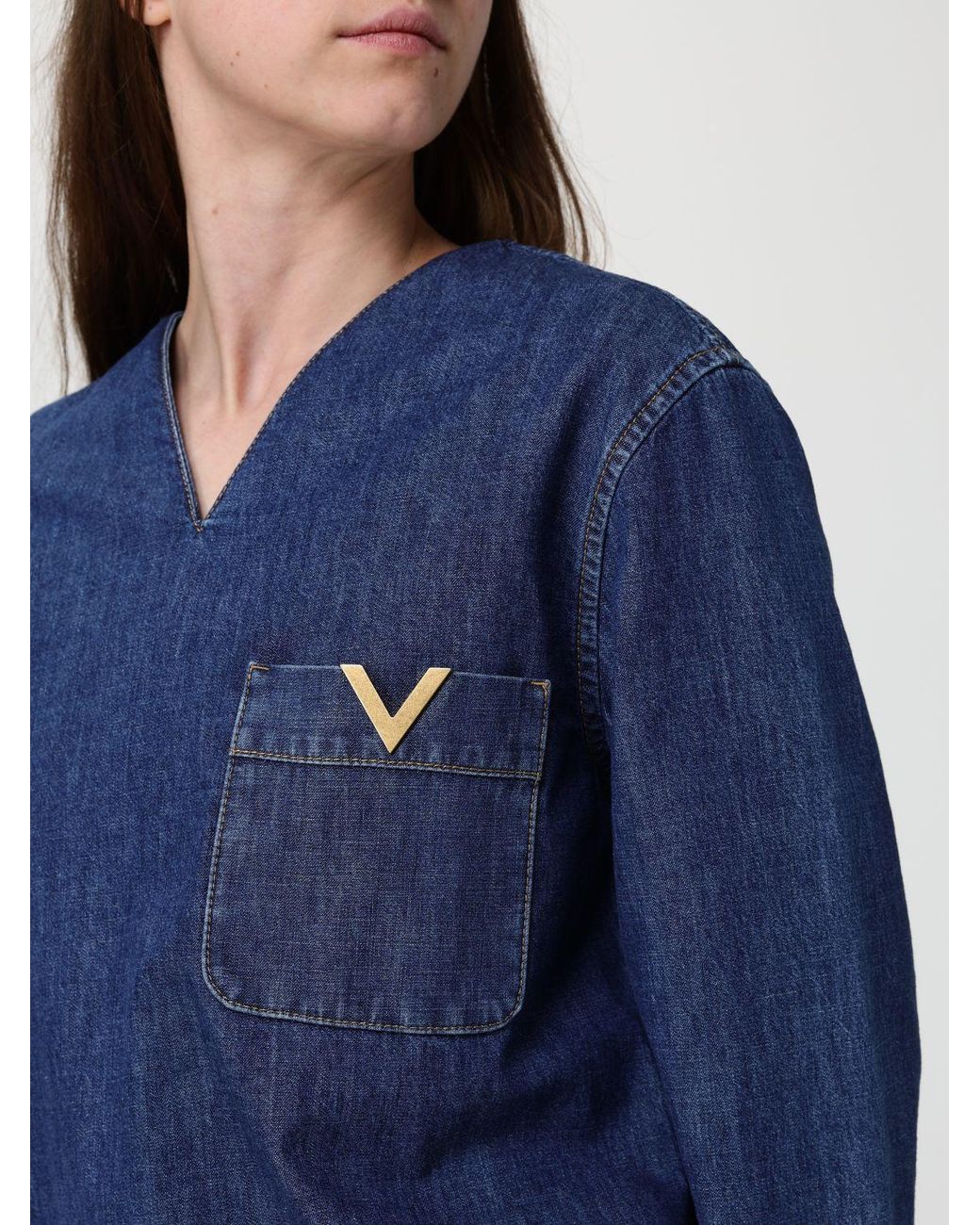 Valentino Blue Cotton Denim Blouse