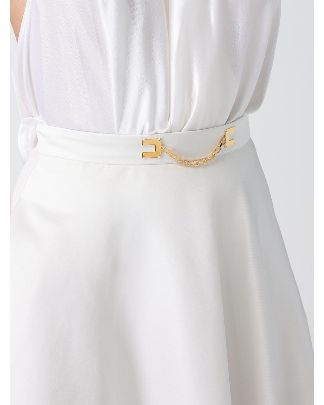 Elisabetta Franchi White Satin Skirt