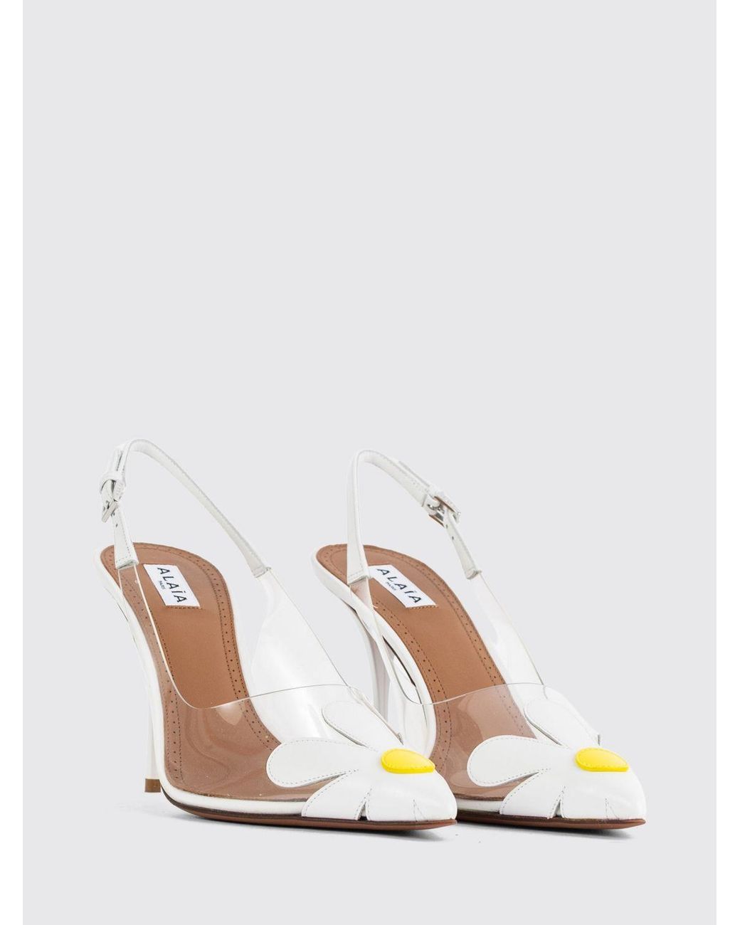 Alaïa White Pvc Slingbacks With Stiletto Heel And Floral Appliqué