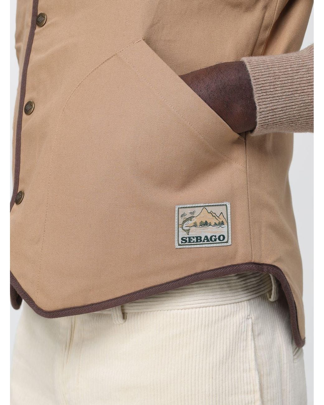 Sebago Brown Reversible Cotton Tailored Waistcoat With V-Neck for men