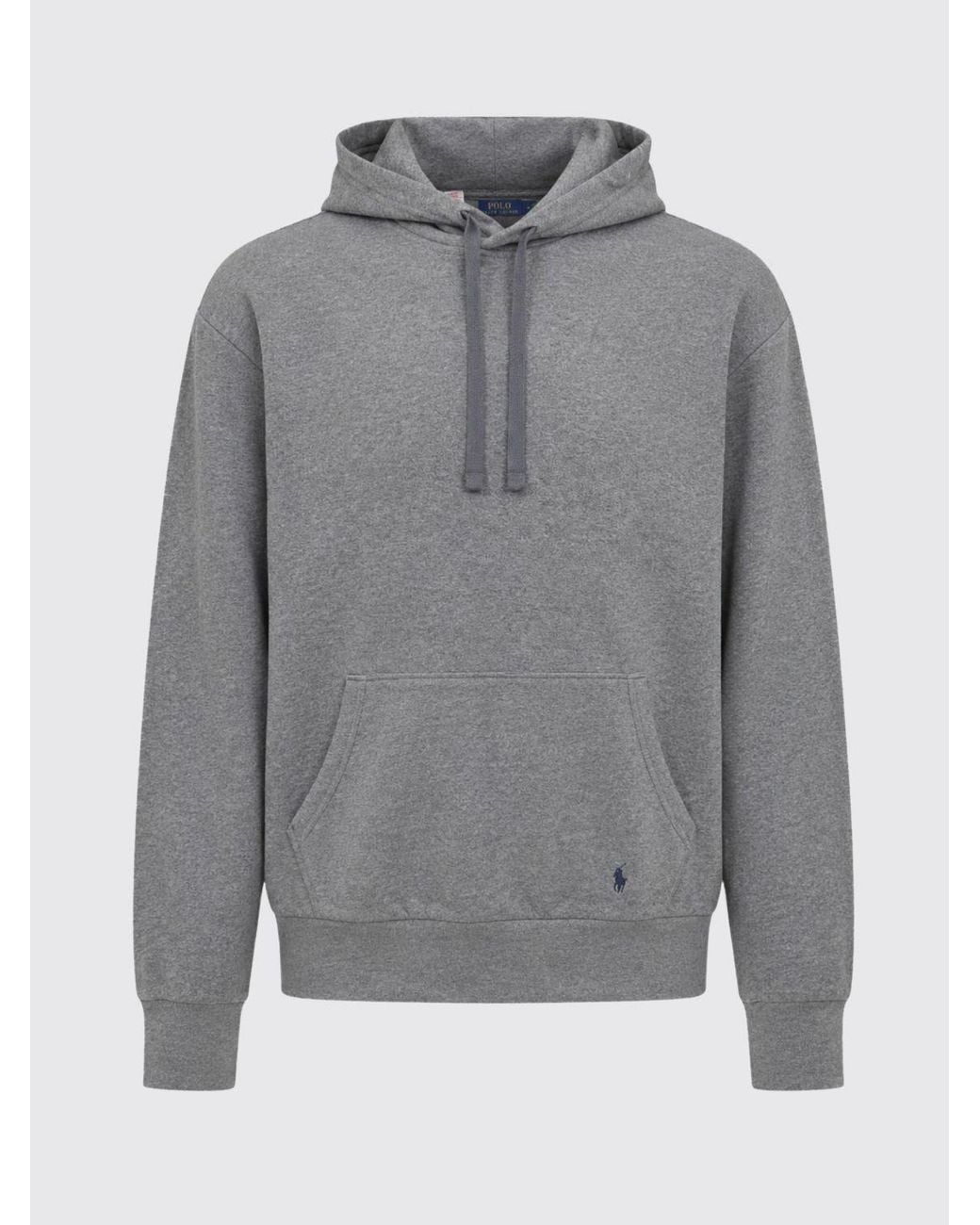 Polo Ralph Lauren Gray Cotton Hoodie With Embroidered Pony Logo for men