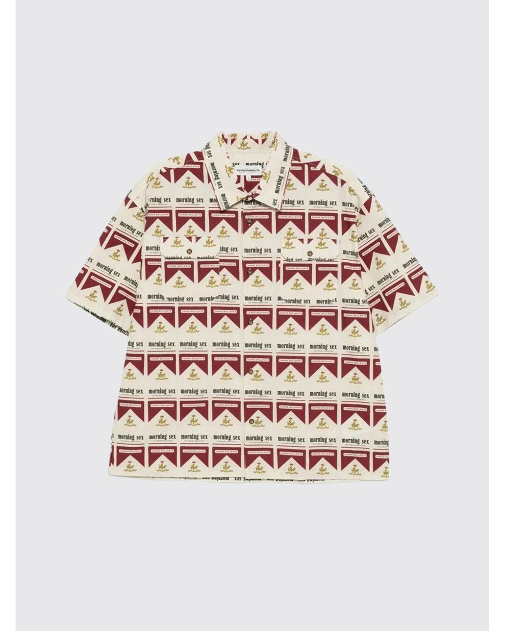 Carne Bollente Red Printed Stretch Cotton Casual Shirt for men