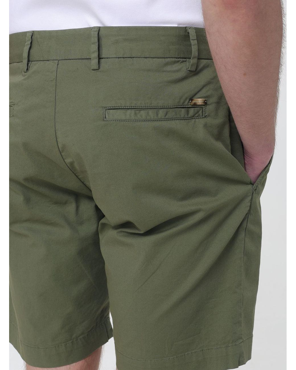 Brooksfield Green Gabardine Bermuda Shorts for men