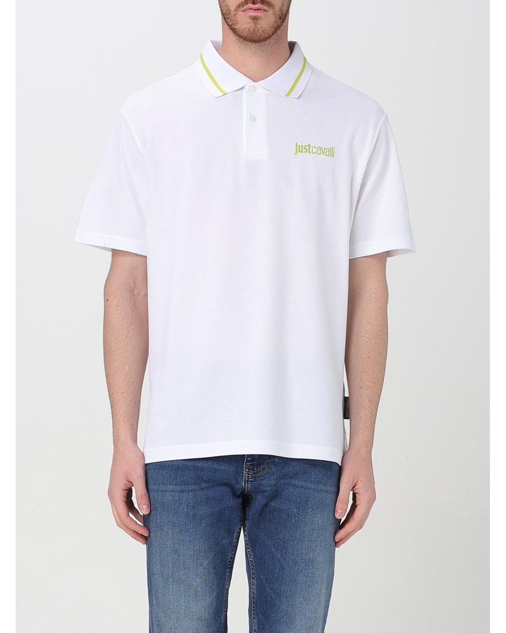 Just Cavalli White Short Sleeve Polo Shirt for men