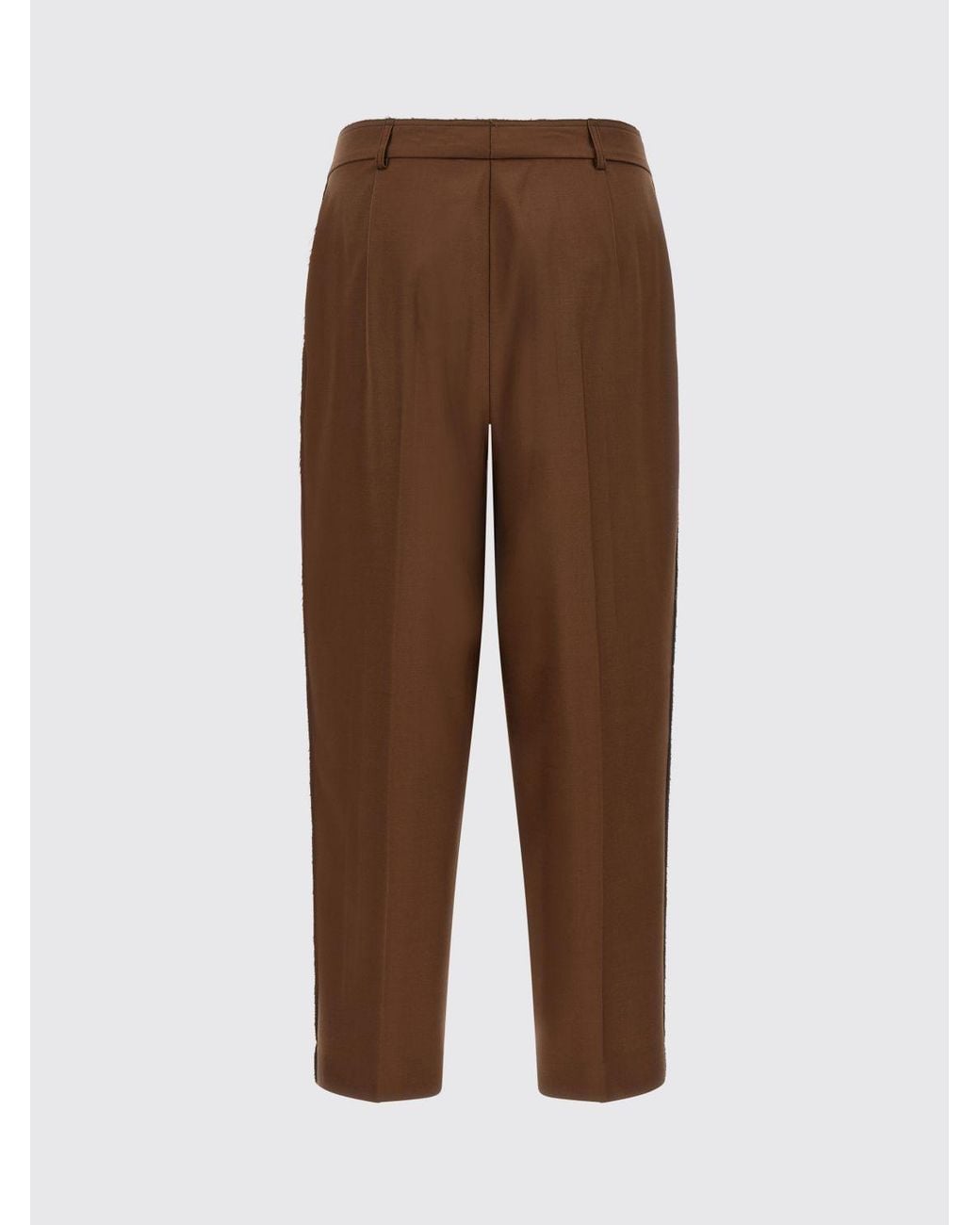 Gianluca Capannolo Brown High-Waisted Straight-Leg Wool Tailored Trousers With Darts