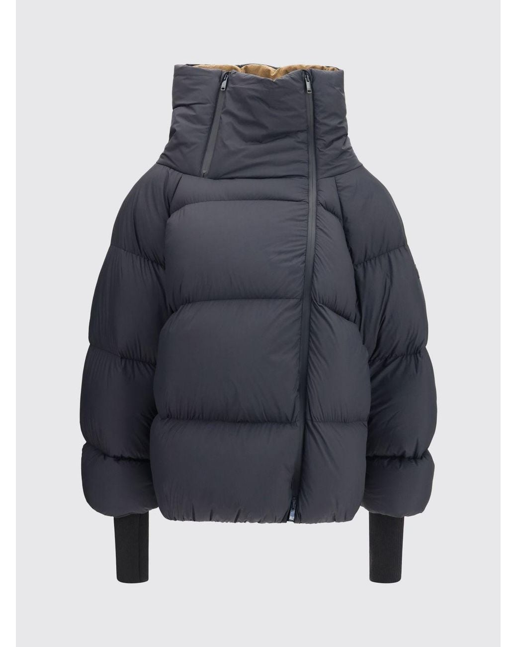 Ganni Blue Future Quilted Nylon Puffer Jacket With Funnel Neck And Side Zip