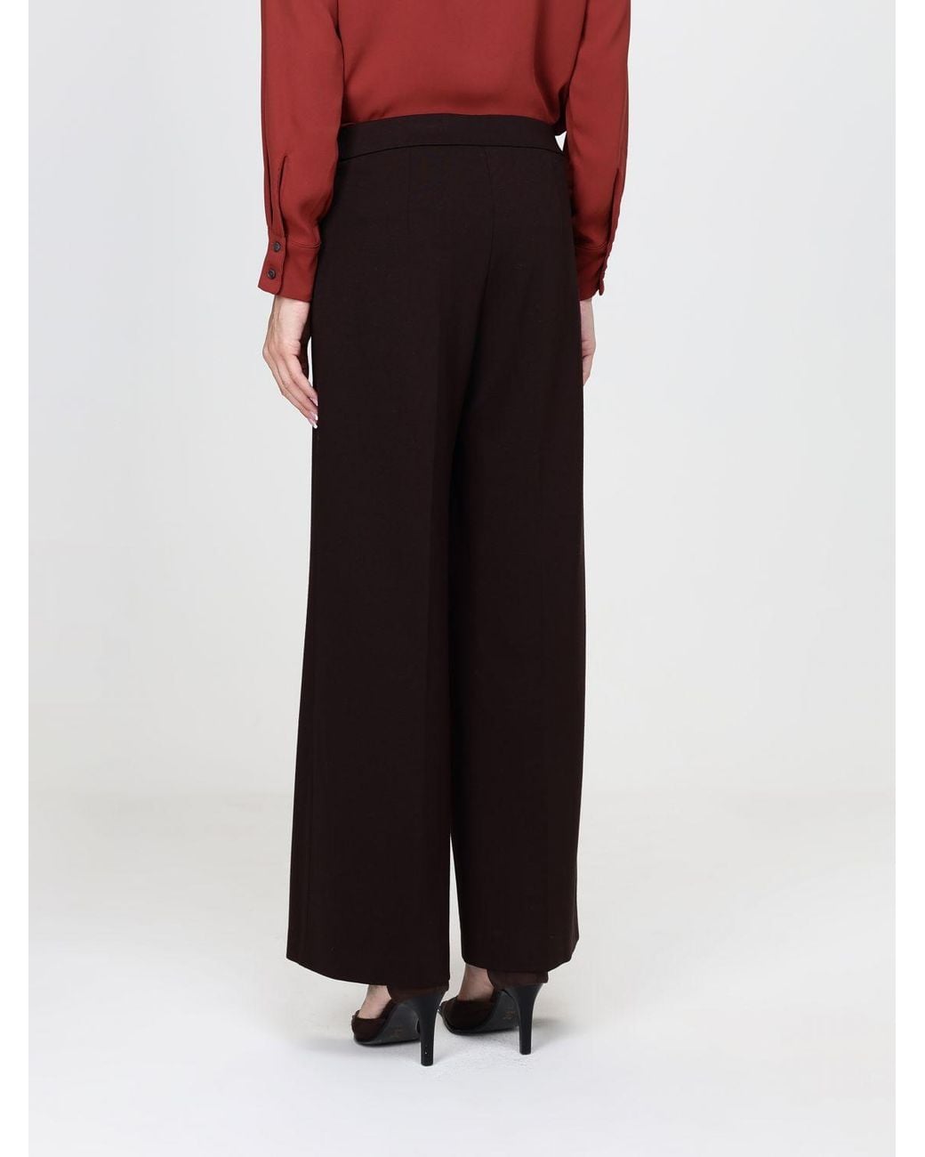 Liviana Conti Black Oscar High-Waisted Wide-Leg Flare Crêpe Trousers