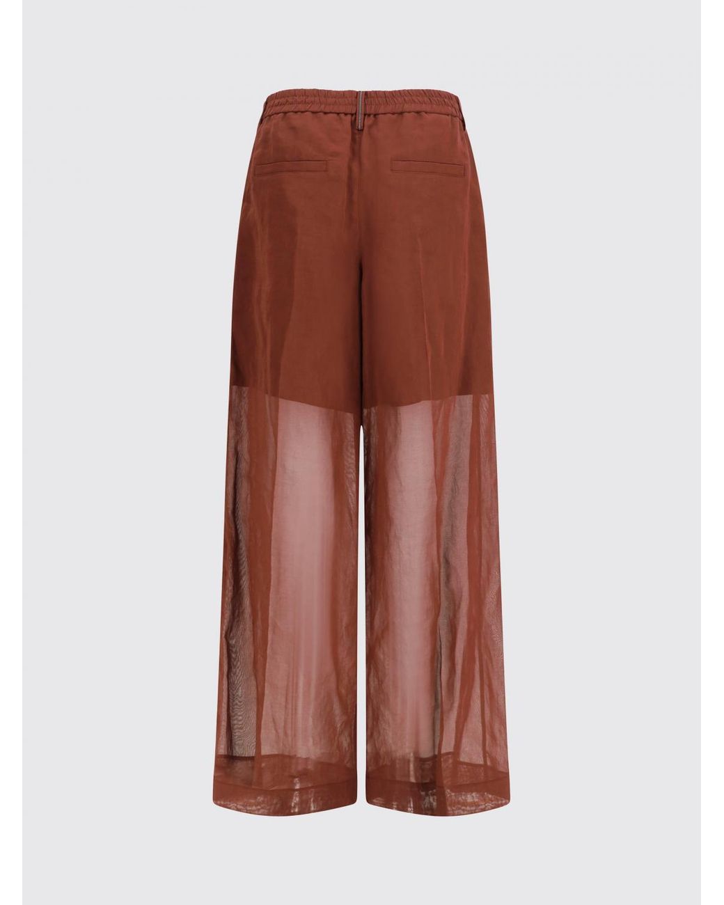 Brunello Cucinelli Brown Wide-Leg Cotton Trousers