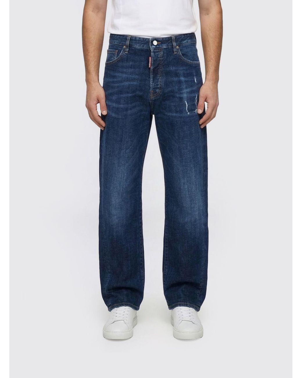 Jeans Rectos De Denim De Algodón DSquared² de hombre de color Blue