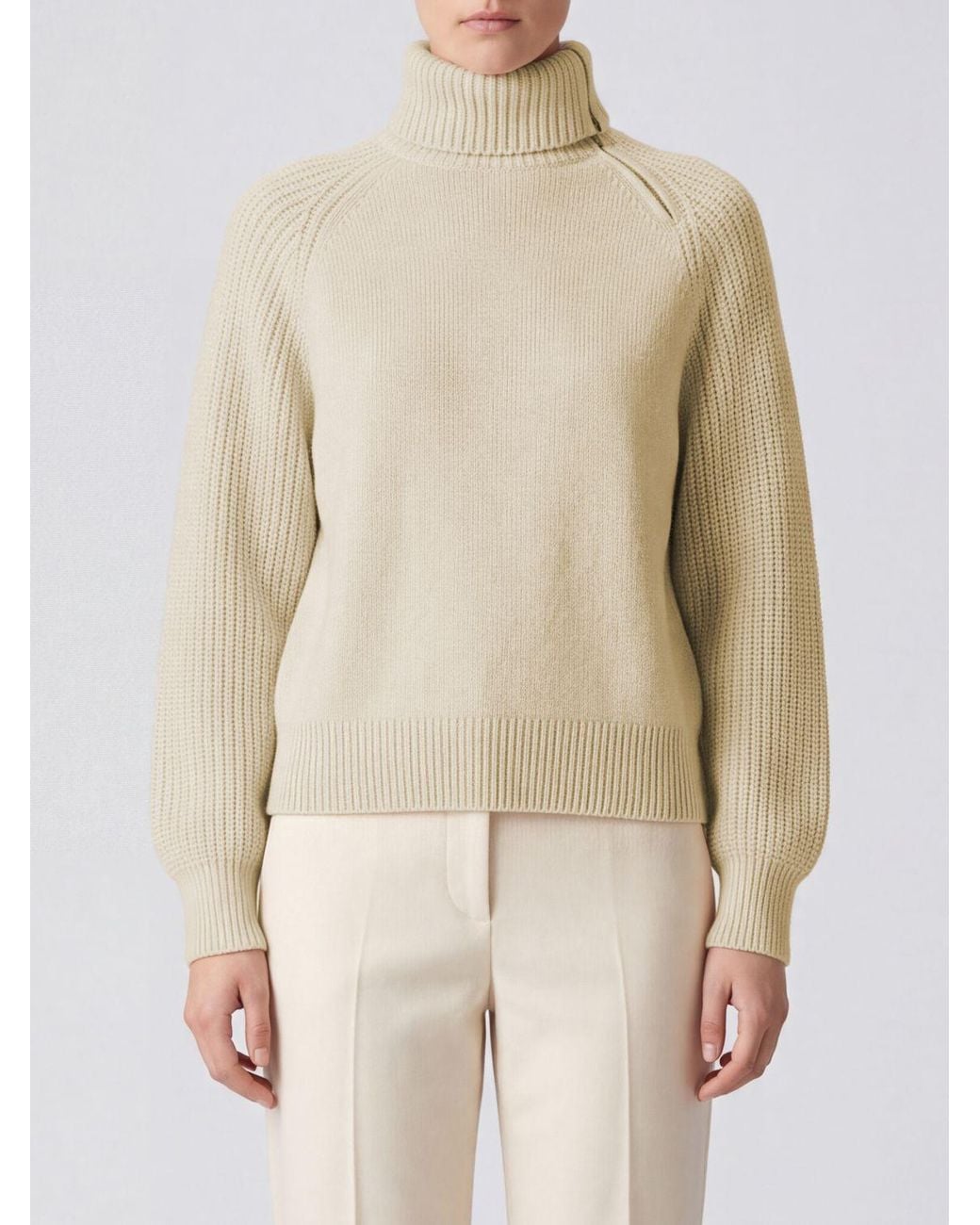 Agnona Natural Long-Sleeved Dropped-Shoulder Turtleneck Jumper