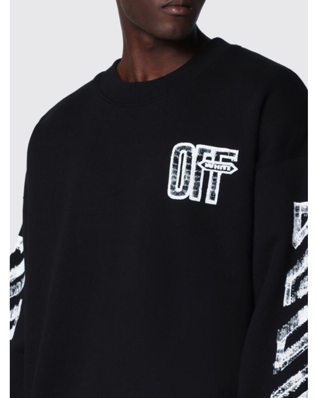 Off-White c/o Virgil Abloh Black Oversized Cotton Jumper With Arrow And Diag Print for men