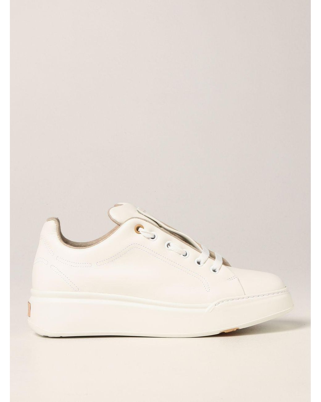 Max Mara Leather Sneakers in Natural | Lyst