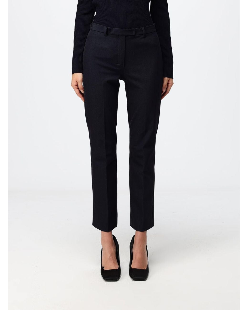 Max Mara Black Skinny Fit Stretch Cotton-Blend Trousers With Mid-Rise Waist