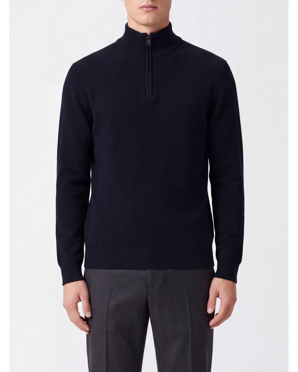 Brioni Blue Half-Zip Turtleneck Jumper for men
