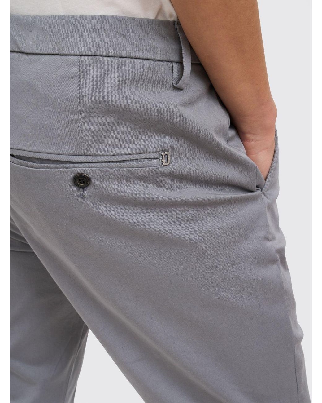 Dondup Gray Stretch Cotton Chino Trousers for men