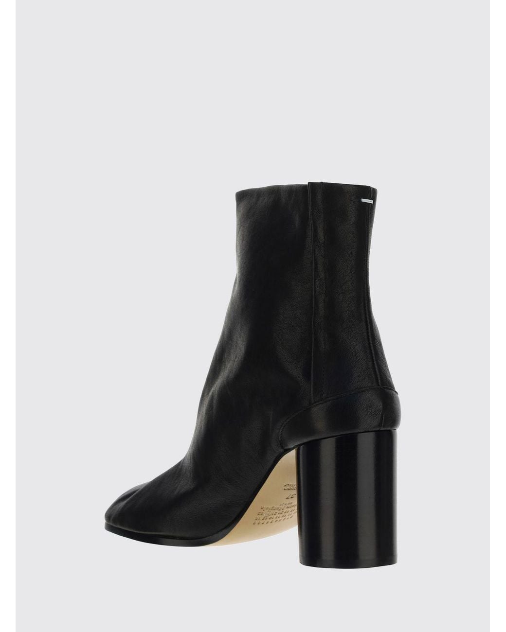Maison Margiela Black Tabi Leather Ankle Boots With High Cylindrical Heel