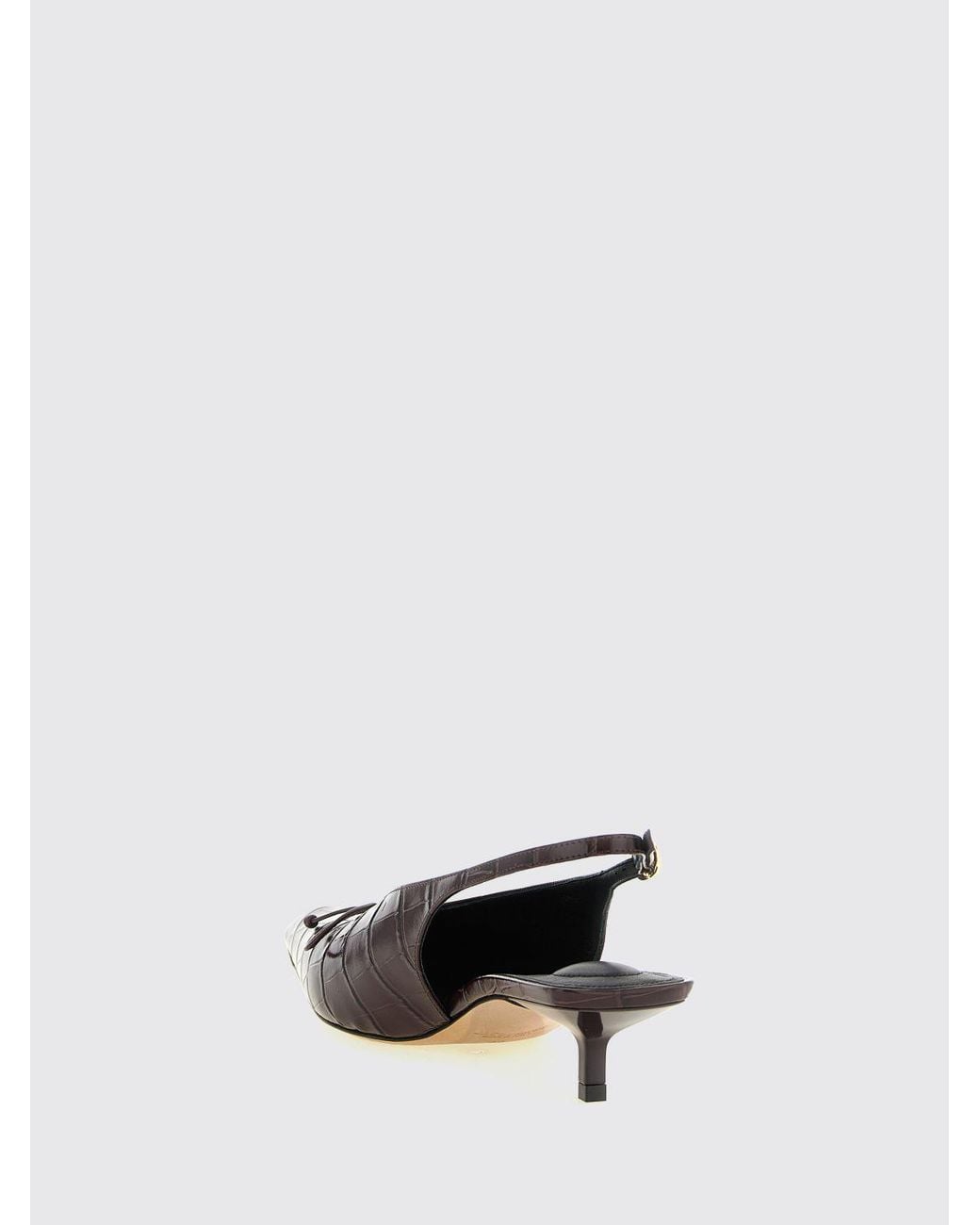 Jacquemus White The Cubisto Croc-Effect Leather Slingback Pumps With Bow