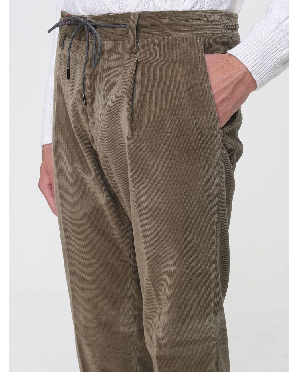 Luciano Barbera Gray Straight-Leg Corduroy Trousers With Drawstring for men