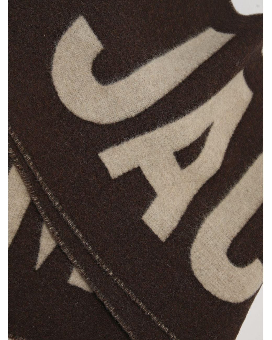 Jacquemus Black Virgin Wool Scarf With Lettering Logo And Fringed Edges for men