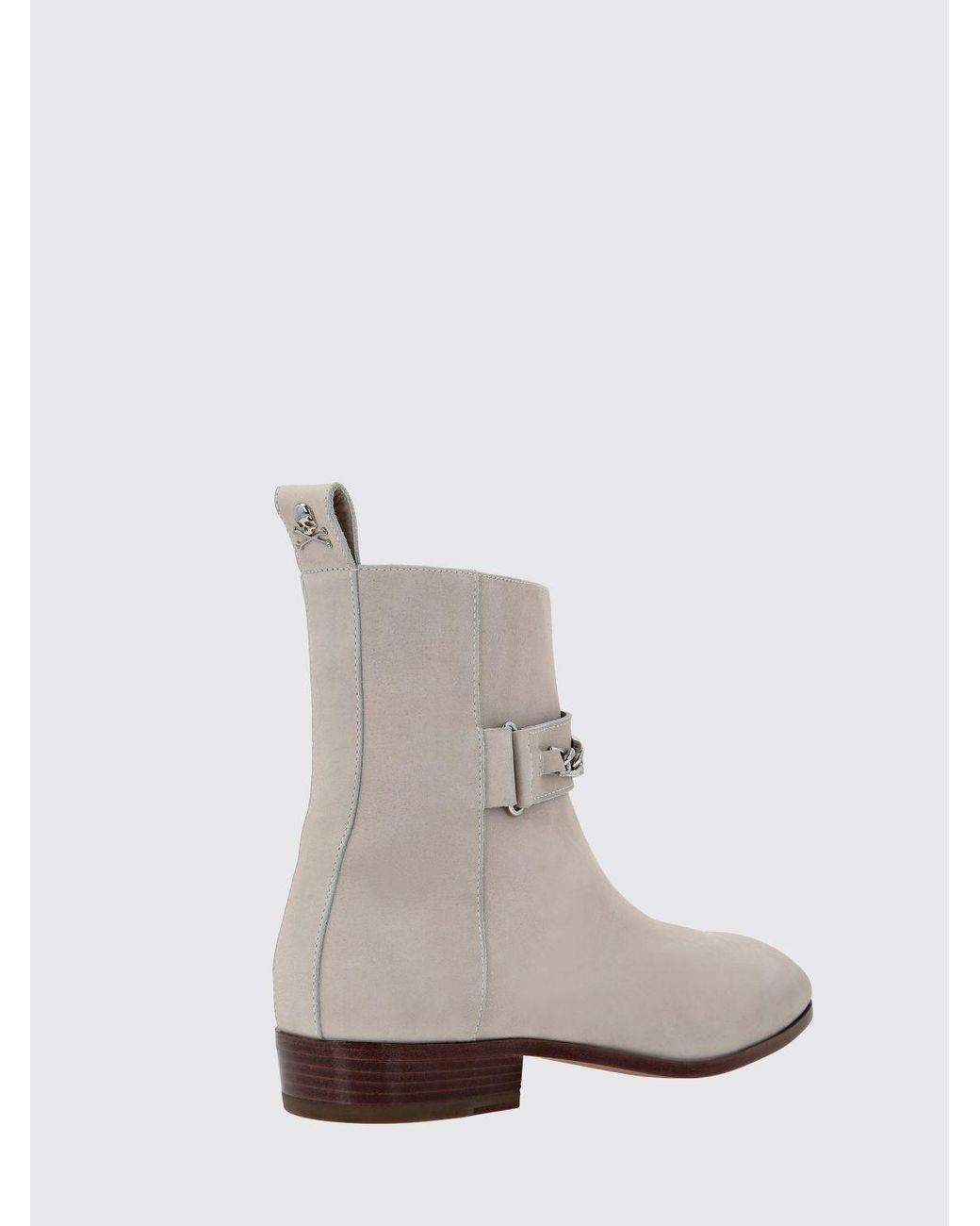 Philipp Plein White Suede Ankle Boots With Side Zip Closure for men