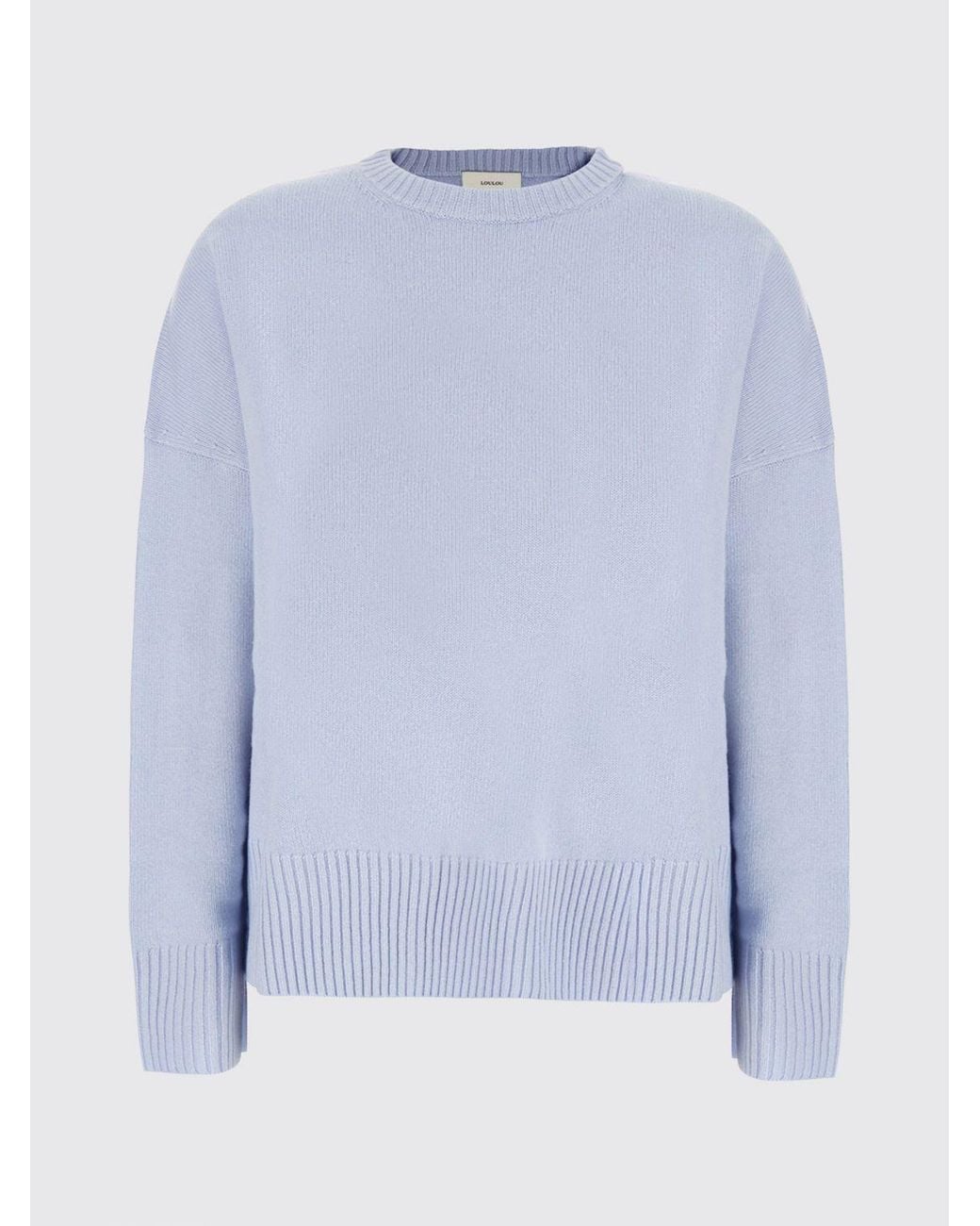 Loulou de Saison Blue Dropped Shoulder 100% Cashmere Crewneck Sweater