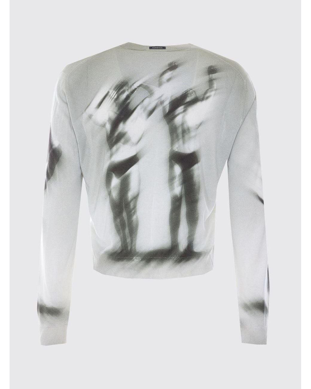Versace Gray Abstract Pattern Silk Cardigan With V-Neck for men