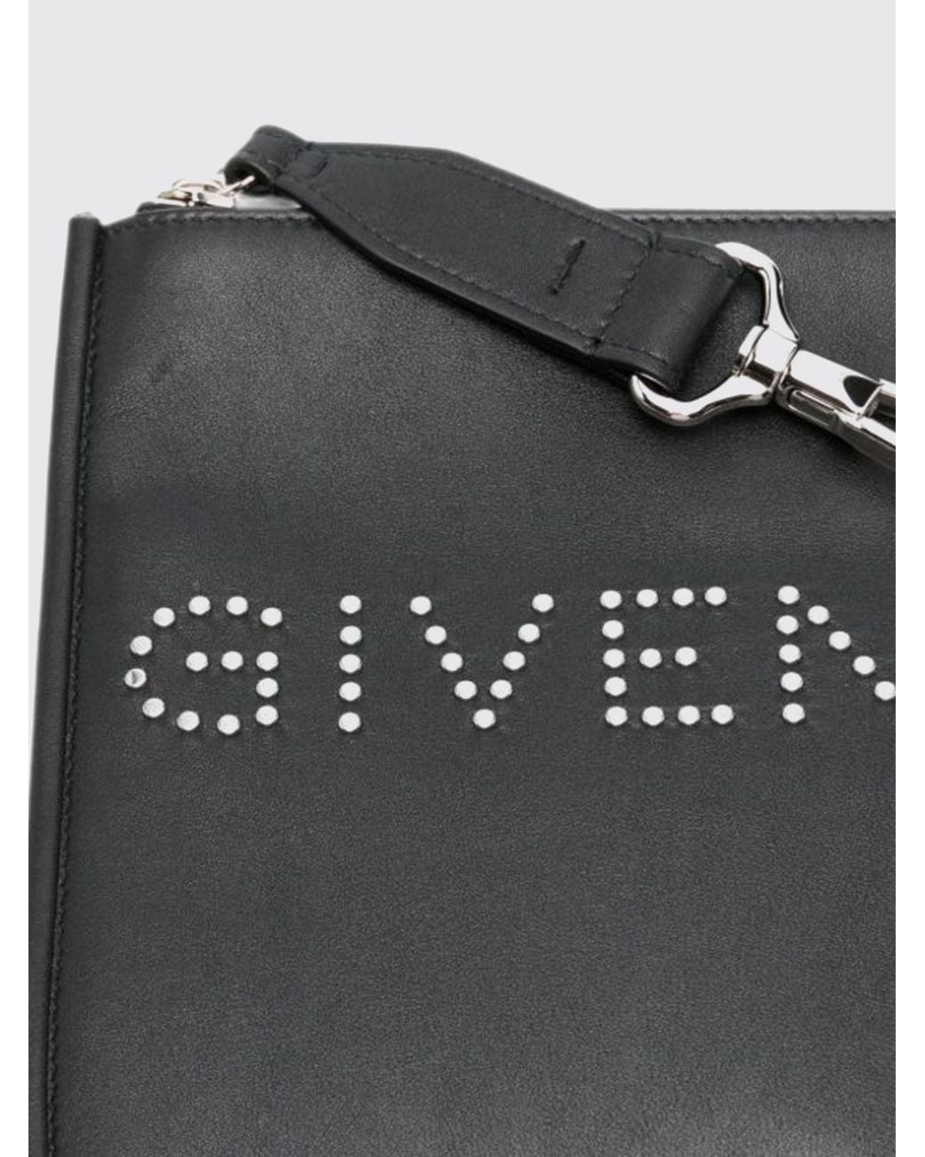 Givenchy Black Cargo Studded Calf Leather Flat Document Holder for men