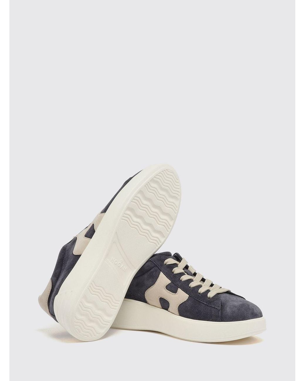 Hogan White Rebel Leather And Suede Sneakers With Chunky Sole
