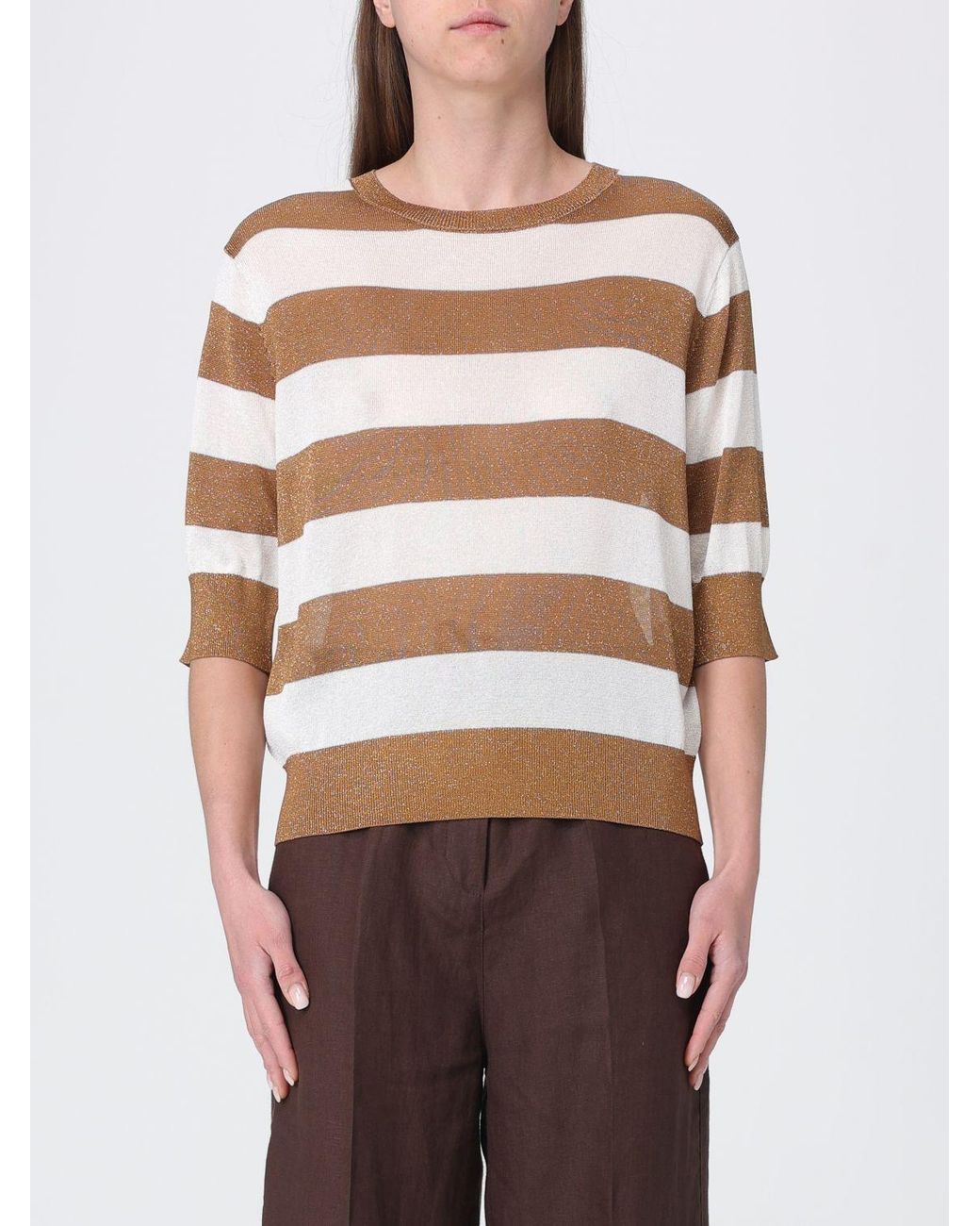 Kangra Brown Striped Viscose Blend Sweater