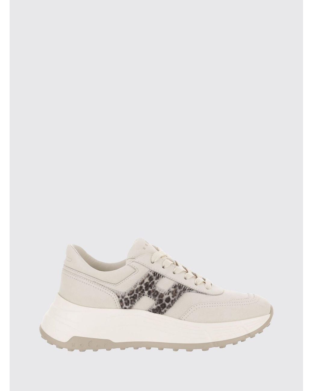 Hogan Natural Hi-Fi Nubuck And Pony-Effect Leather Sneakers With Animal Print And Chunky Sole