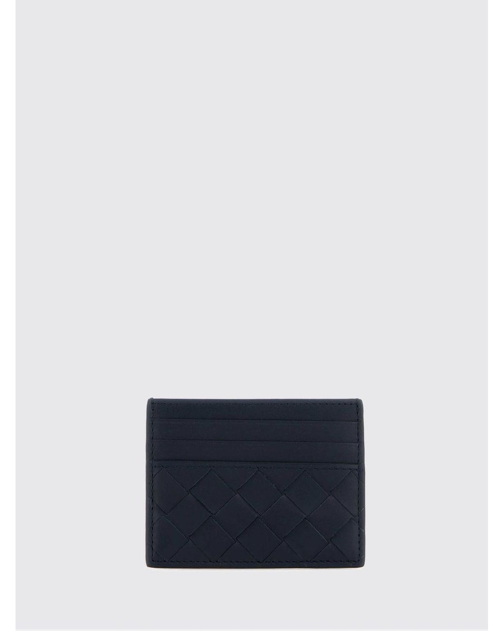Bottega Veneta Blue Flat Woven Calfskin Card Holder With Seven Slots for men