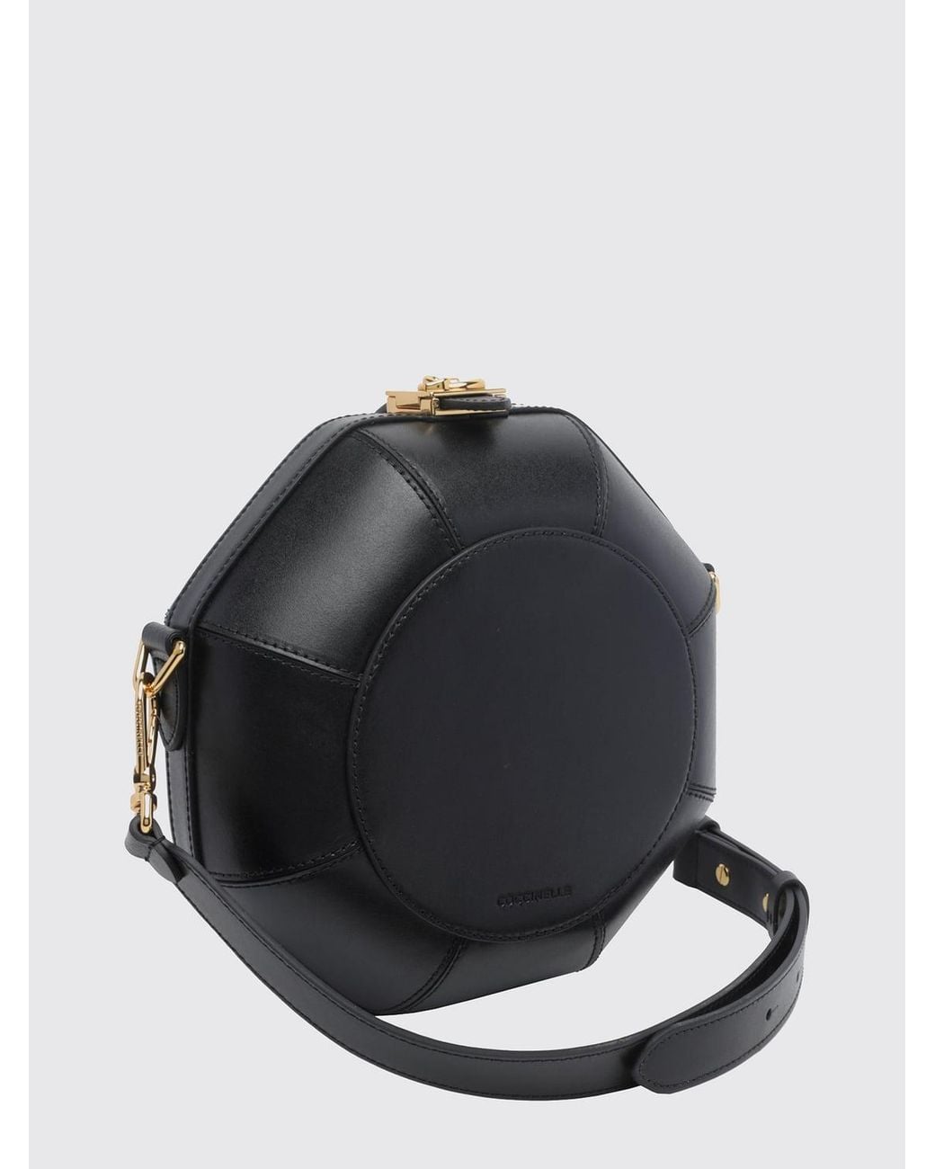 Coccinelle Black Sewing Box Leather Shoulder Bag With Removable Handle