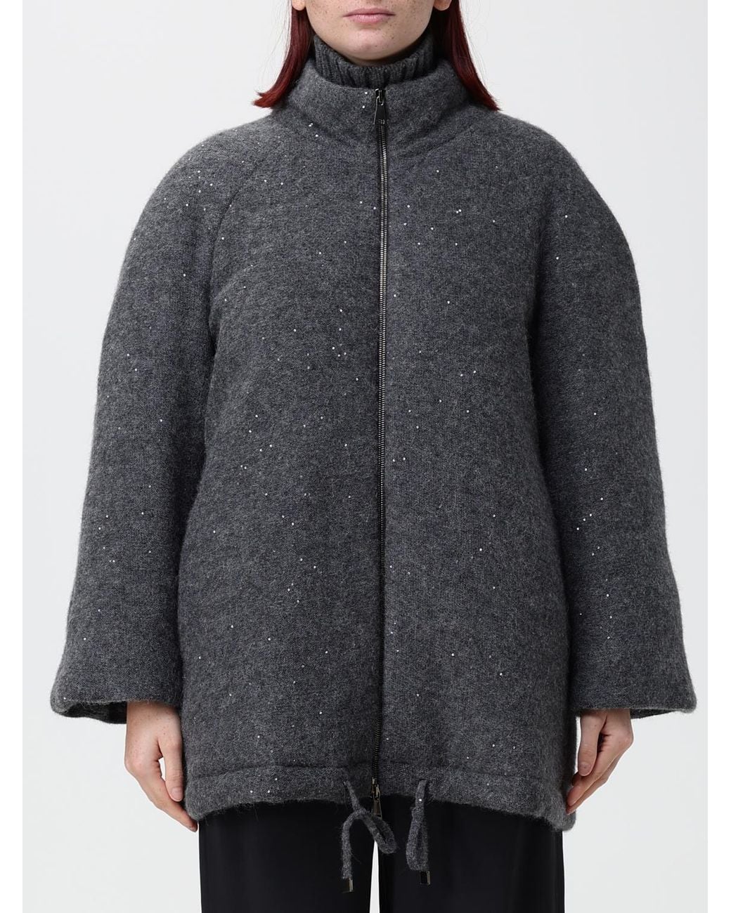 Fabiana Filippi Gray Wool, Silk And Cashmere Jacket With Sequins And Zip