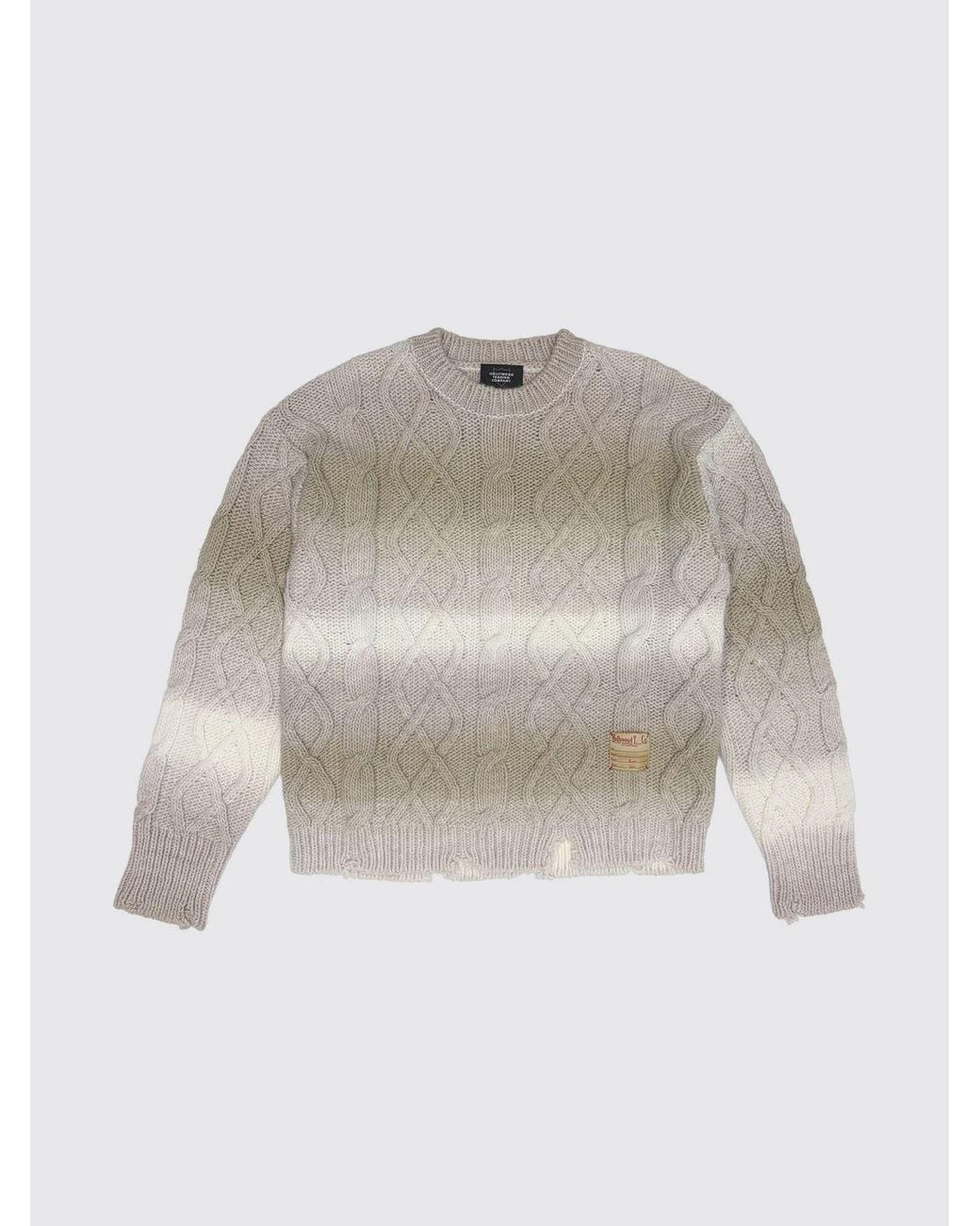 HTC Gray Abstract Pattern Wool Blend Crewneck Jumper With Logo for men