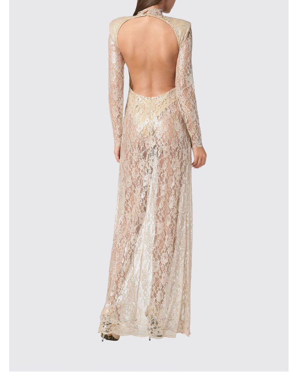 Philipp Plein Natural Lace Long Dress