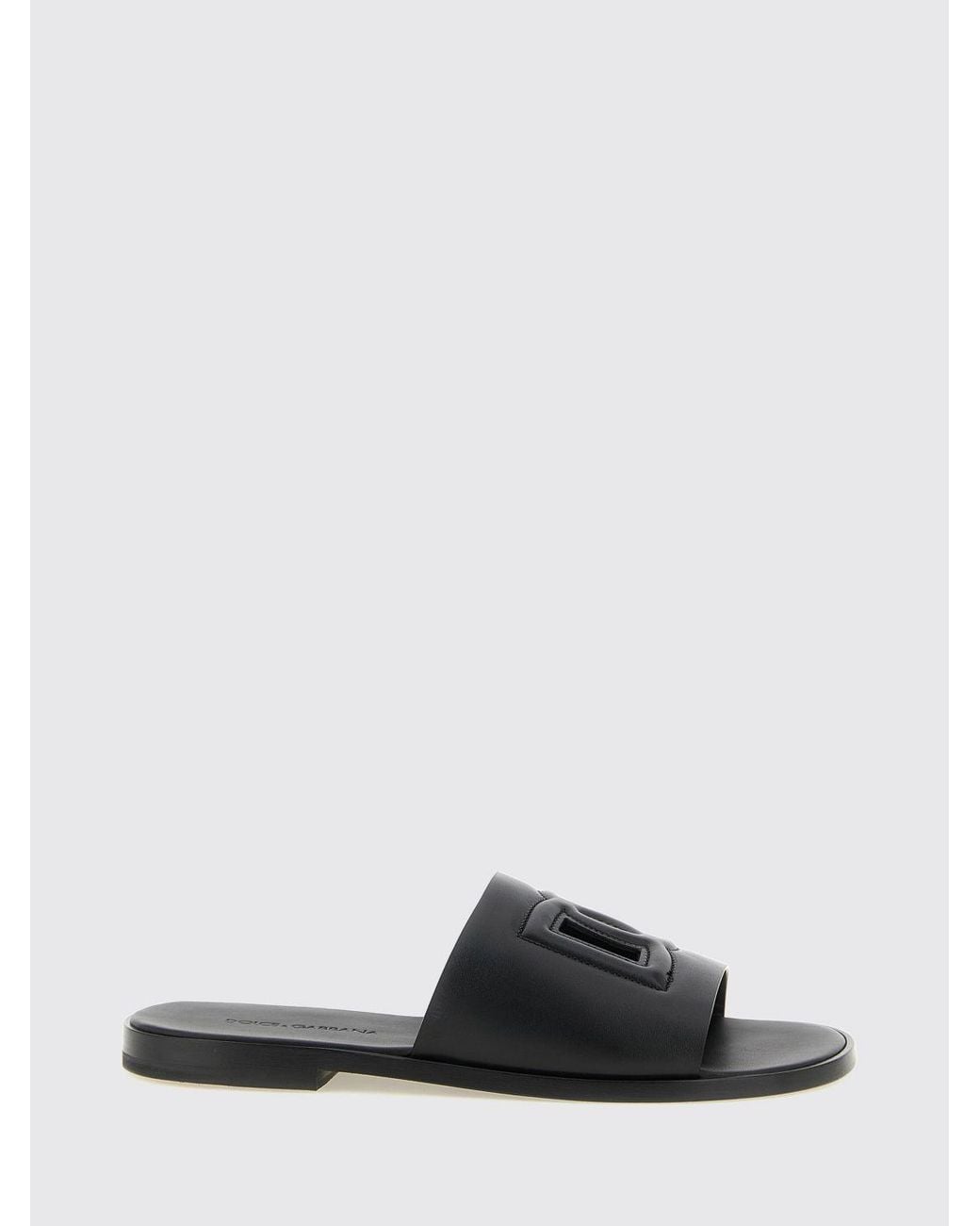 Dolce & Gabbana Black Dolce &Amp Gabbana Calfskin Slides With Cut-Out Dg Monogram for men