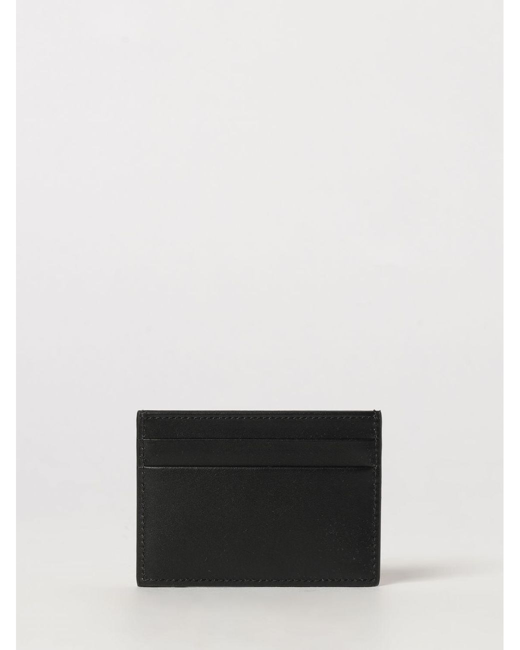 Palm Angels White Flat Leather Card Holder With Printed Logo And Five Slots for men