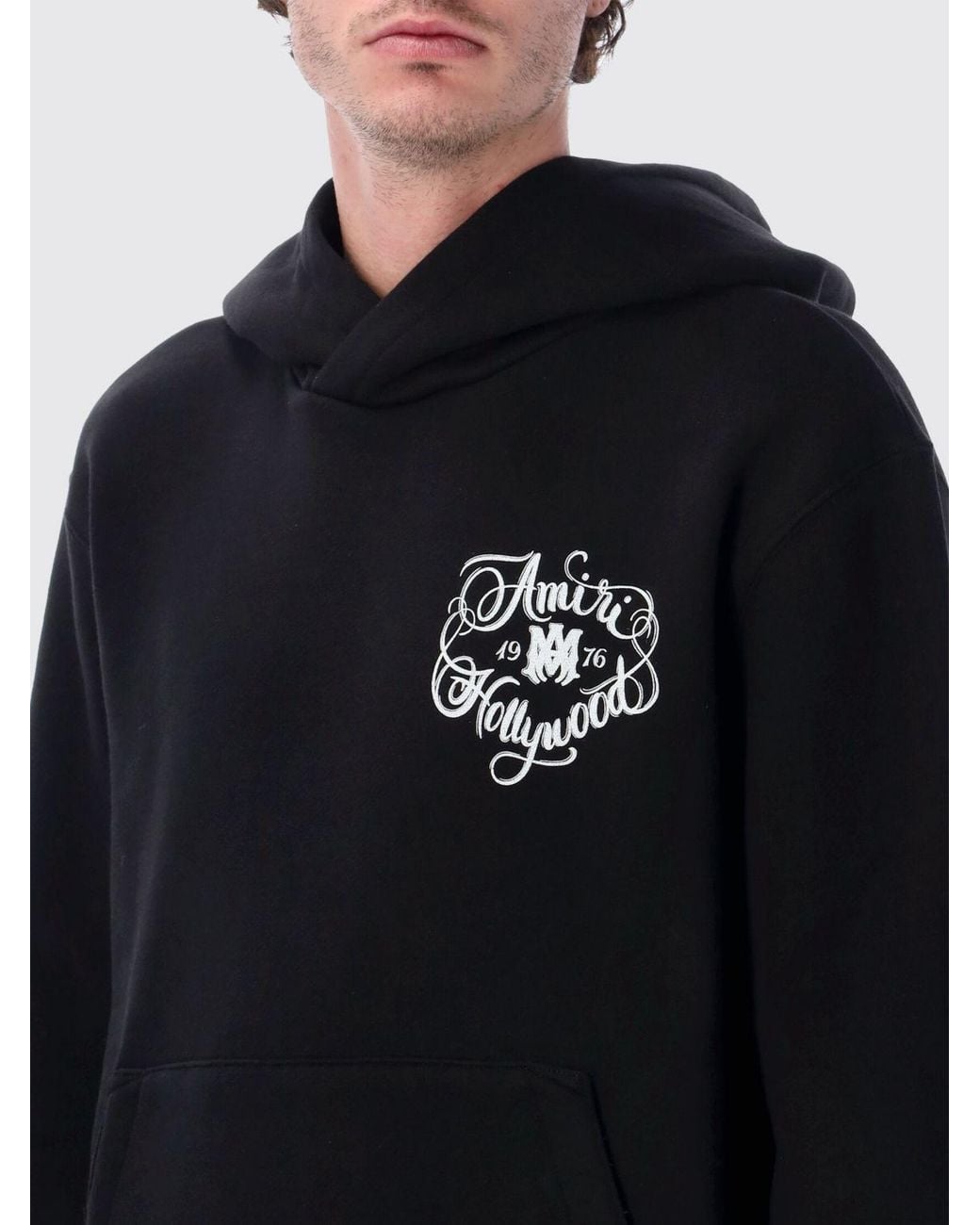 Amiri Blue Cotton Logo Hoodie for men