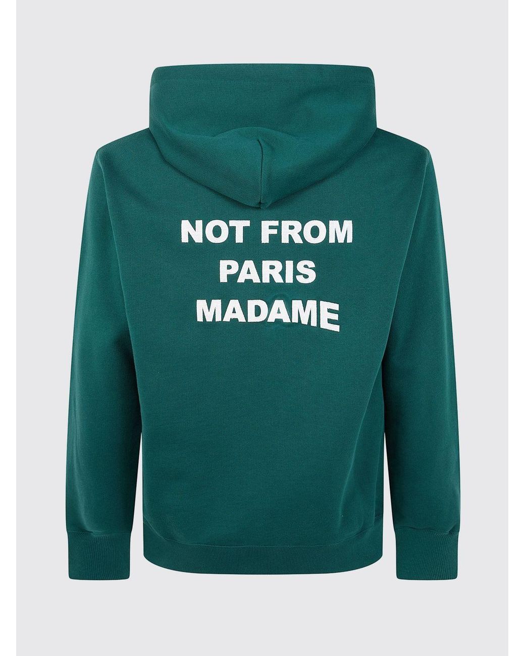 Drole de Monsieur Green Relaxed Fit Cotton Hoodie With Slogan Print for men