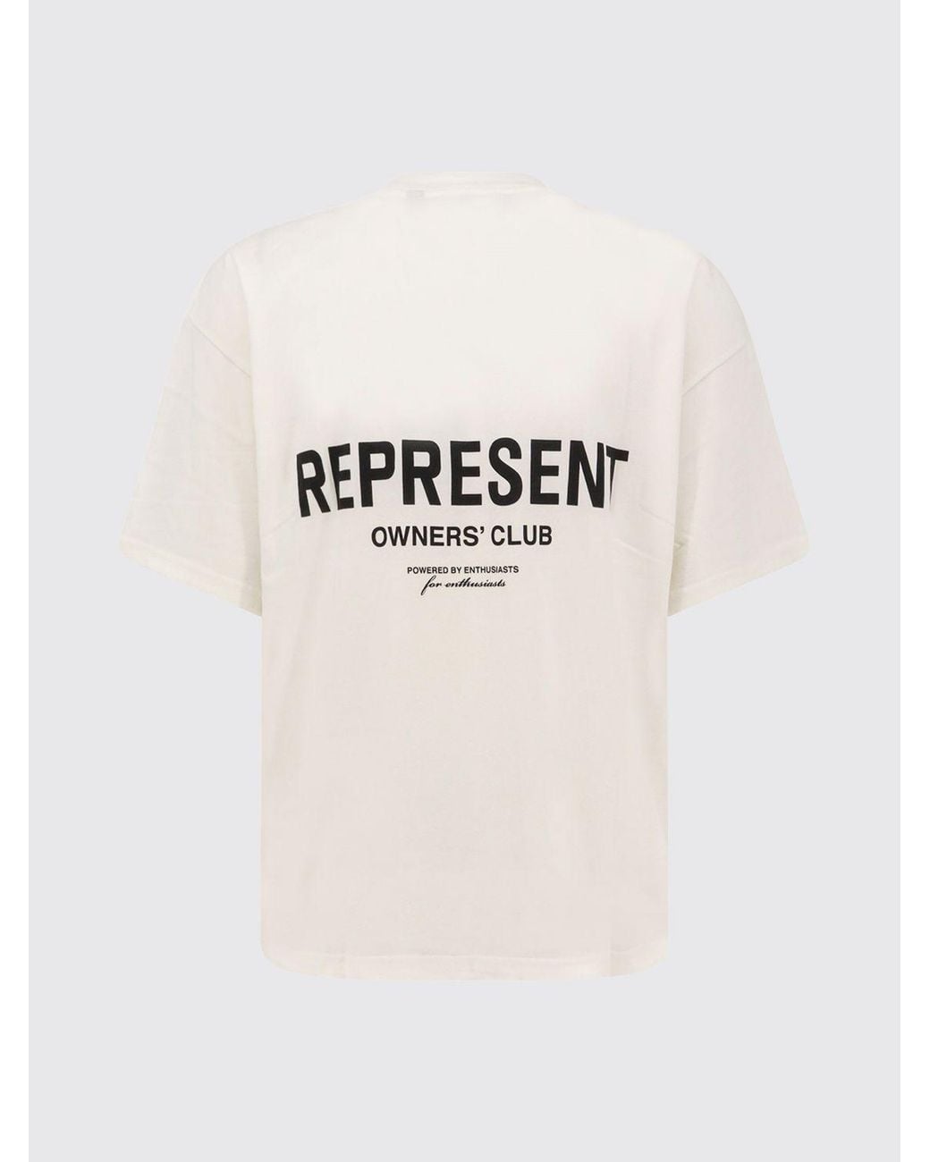Represent White Crew Neck Cotton T-Shirt With Contrast Logo for men