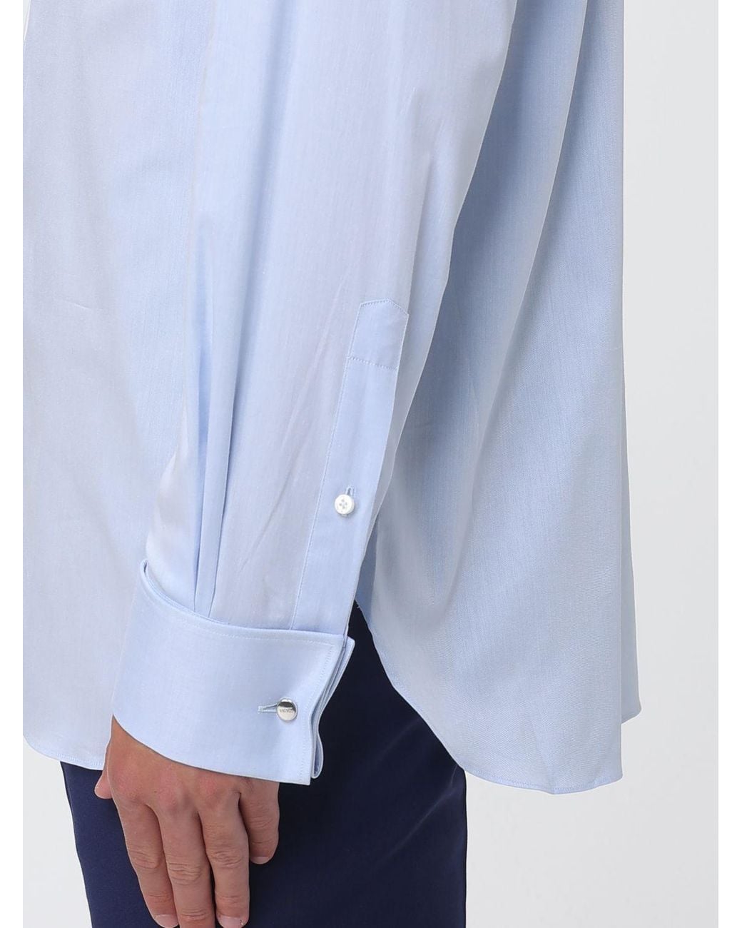 Zegna Blue Classic Stretch Poplin Shirt for men