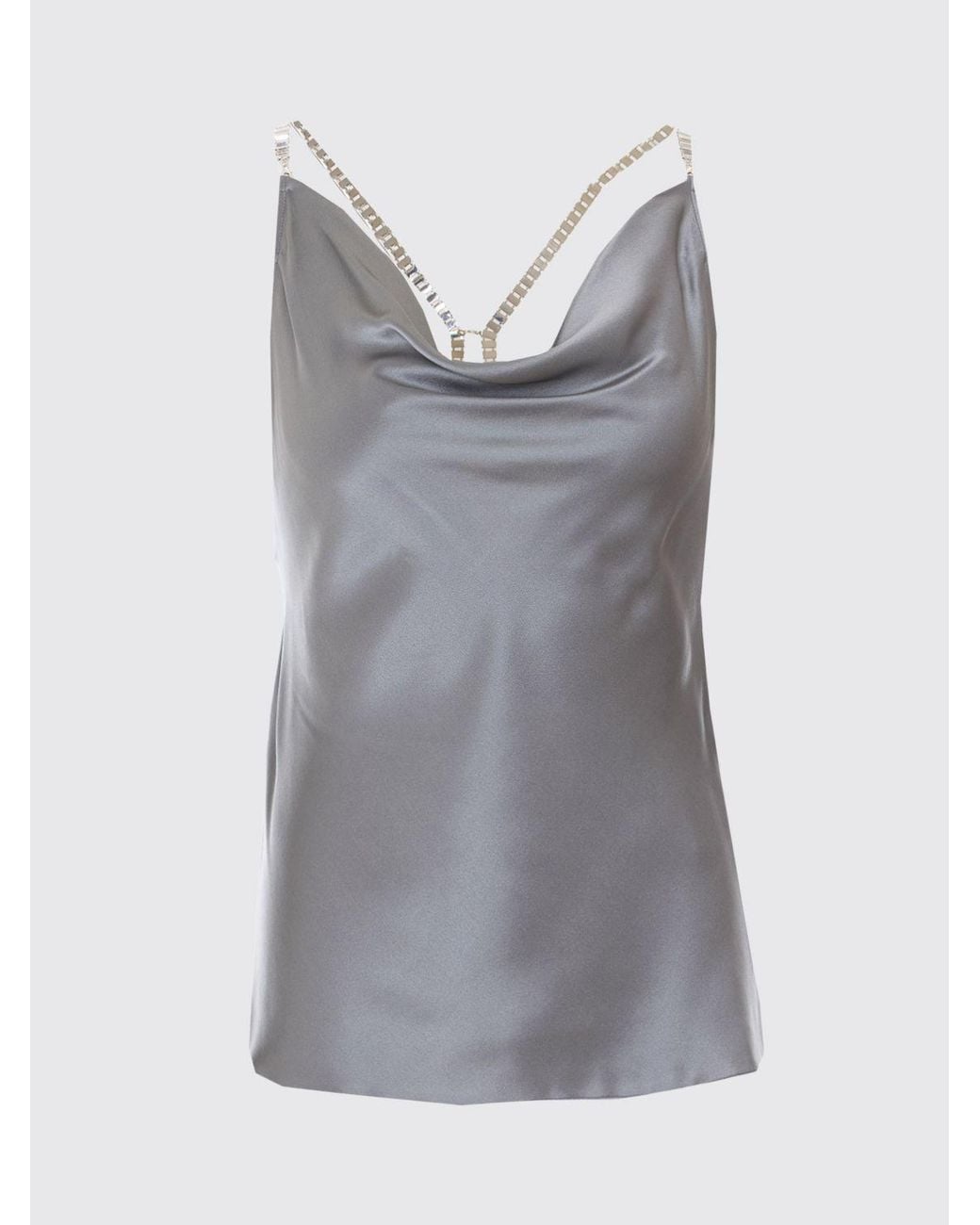 Patrizia Pepe Gray Silk Top With Rhinestones