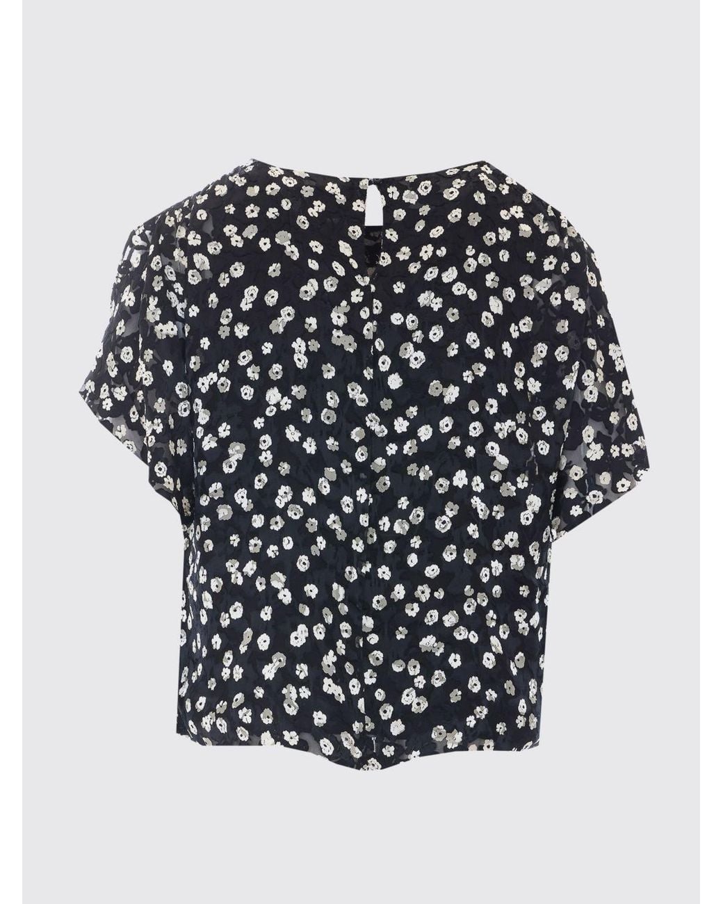 Isabel Marant Black Floral Print Silk-Blend Short-Sleeve Blouse