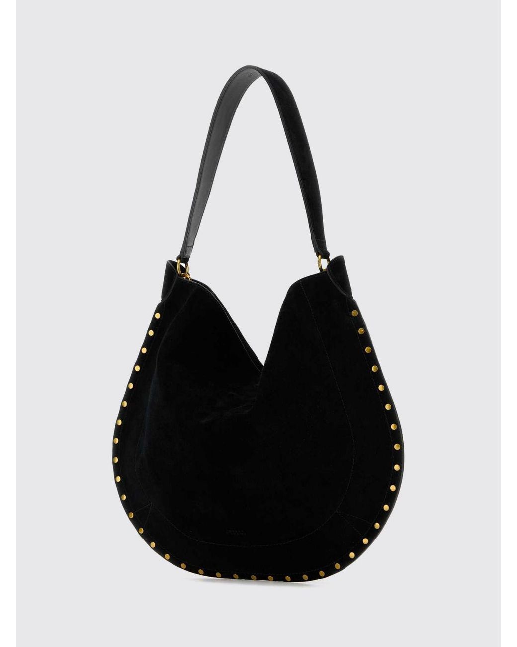 Isabel Marant Black Oskan Suede Hobo Bag With Studs And Half-Moon Shape