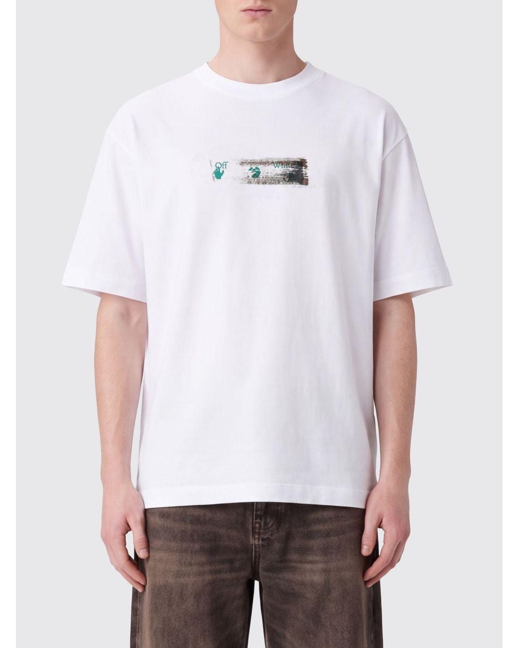 Off-White c/o Virgil Abloh White Cotton T-Shirt With Graphic Print And Contrast Logo for men