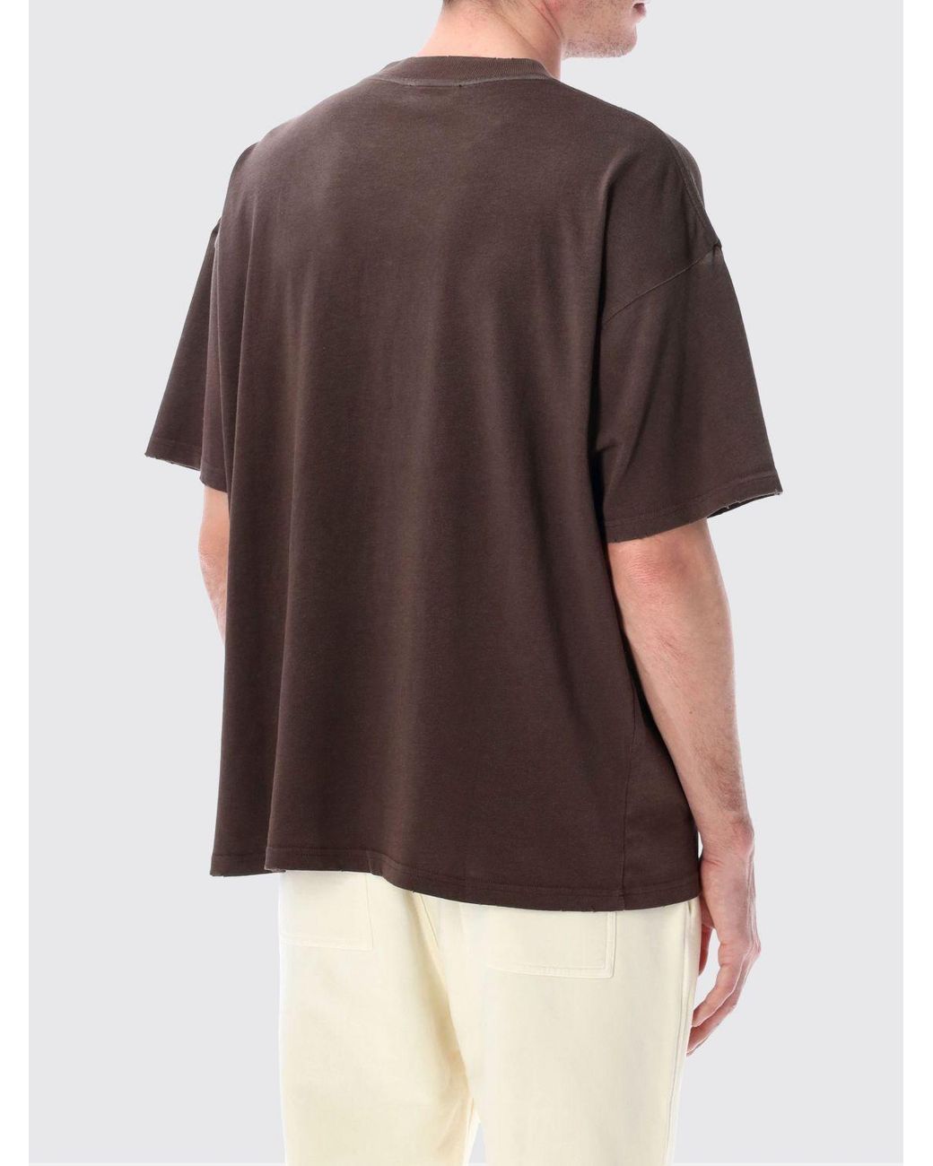 Represent Brown Cotton Crew-Neck T-Shirt for men