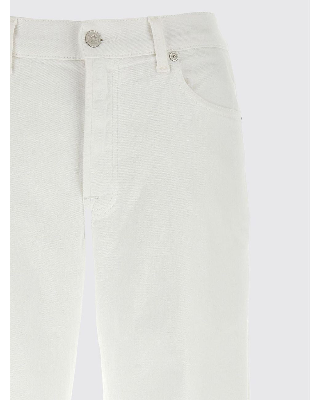 7 For All Mankind White Straight Stretch Denim Jeans