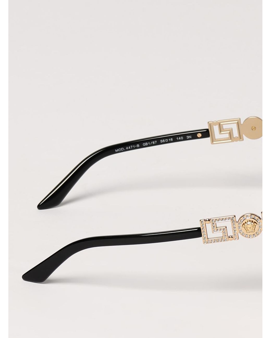 Versace Black Acetate Sunglasses With Set Rhinestones