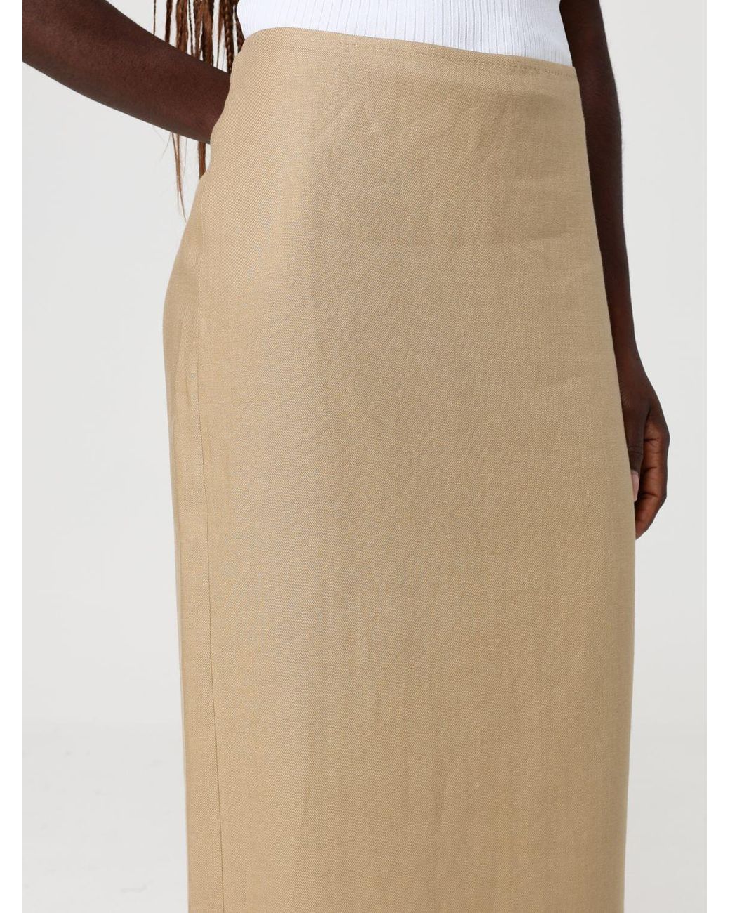 Max Mara Natural Linen Midi Skirt